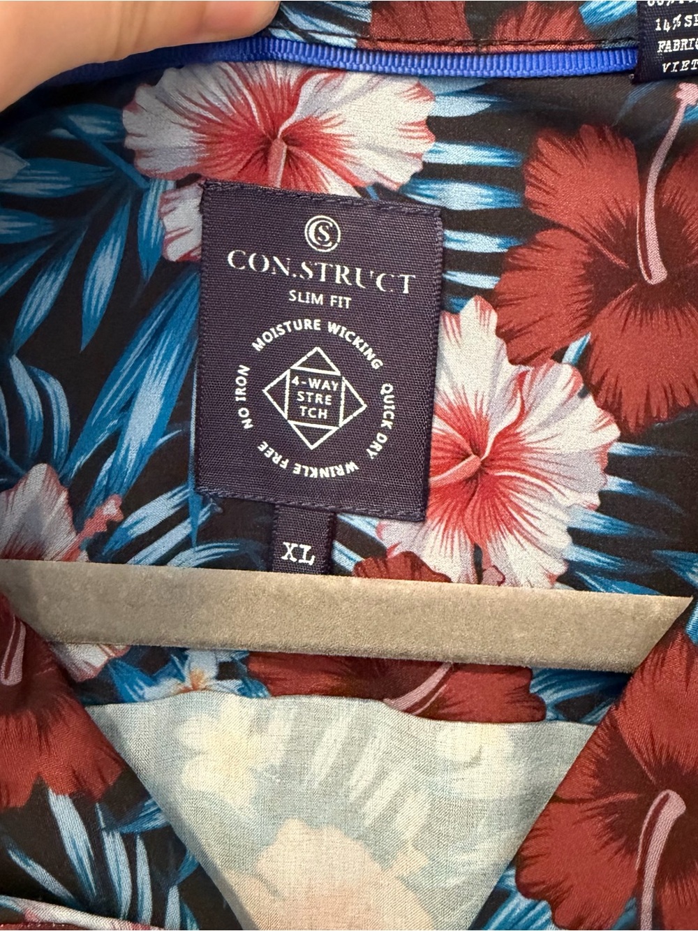 Men's Construct Slim Fit Floral Short Sleeve Button Down Shirt - Picture 2 of 4
